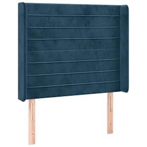 Čelo postele typu ušák tmavě modrá 83x16x118/128 cm samet - obrázek 2
