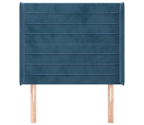 vidaXL galvgalis ar malām, tum&scaron;i zils samts, 83x16x118/128 cm