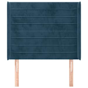 Čelo postele typu ušák tmavě modrá 83x16x118/128 cm samet - obrázek 3