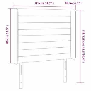 Čelo postele typu ušák tmavě modrá 83x16x118/128 cm samet - obrázek 9