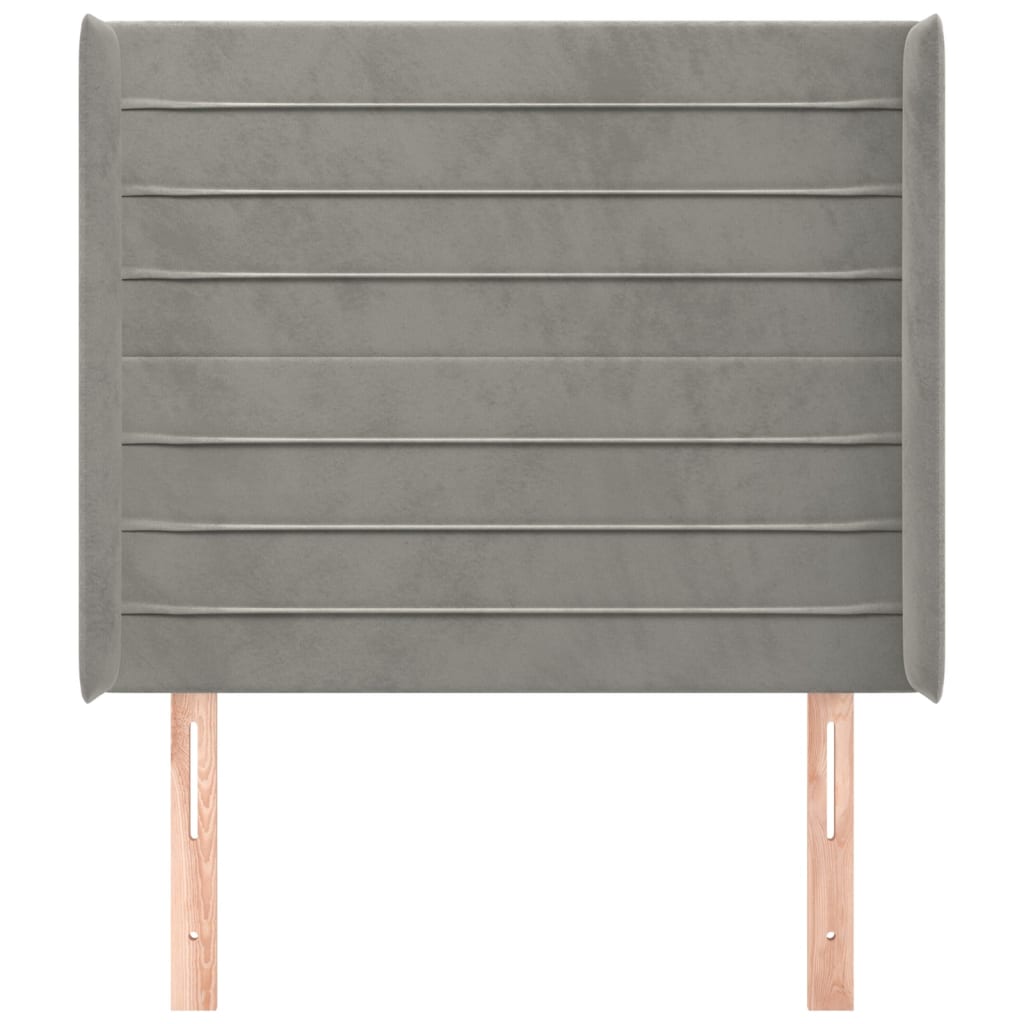 vidaXL Hoofdbord met randen 93x16x118/128 cm fluweel lichtgrijs afbeelding