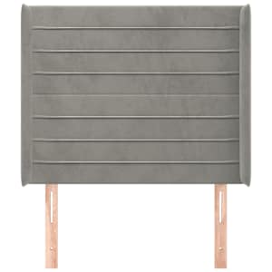 Čelo postele typu ušák světle šedé 93x16x118/128 cm samet - obrázek 3