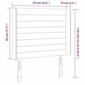 Čelo postele typu ušák světle šedé 93x16x118/128 cm samet - obrázek 9