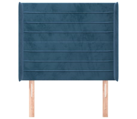vidaXL Kopfteil mit Ohren Dunkelblau 93x16x118/128 cm Samt