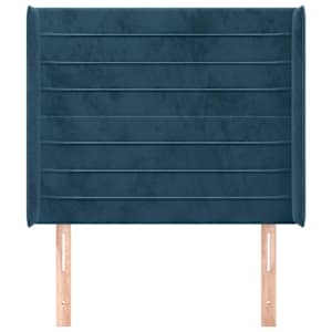 Čelo postele typu ušák tmavě modrá 93x16x118/128 cm samet - obrázek 3