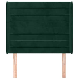 Čelo postele typu ušák tmavě zelená 103x16x118/128 cm samet - obrázek 3
