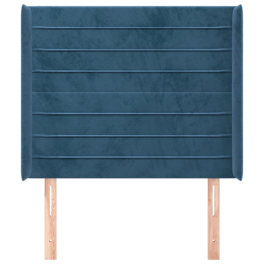 vidaXL Hoofdbord met randen 103x16x118/128 cm fluweel donkerblauw afbeelding