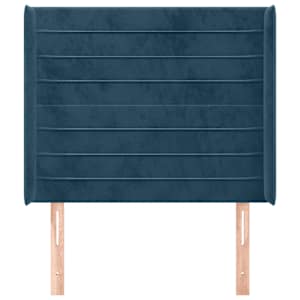Čelo postele typu ušák tmavě modrá 103x16x118/128 cm samet - obrázek 3