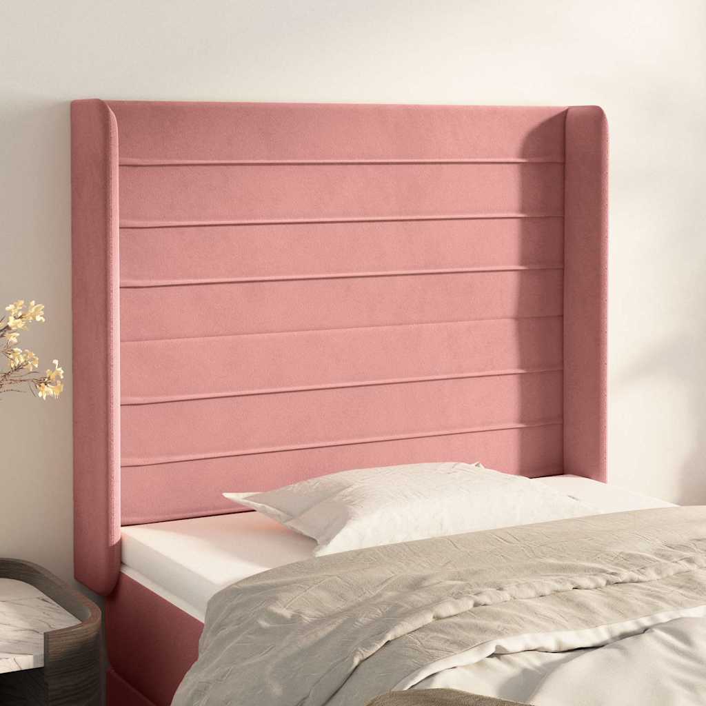 Testiera Ad Orecchio Nera 103x16x118/128 Cm In Velluto - Vidaxl