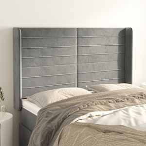 Čelo postele typu ušák světle šedé 147x16x118/128 cm samet - obrázek 1