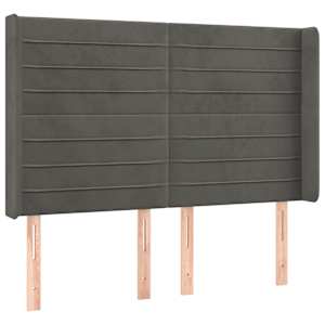 Čelo postele typu ušák tmavě šedé 147x16x118/128 cm samet - obrázek 2