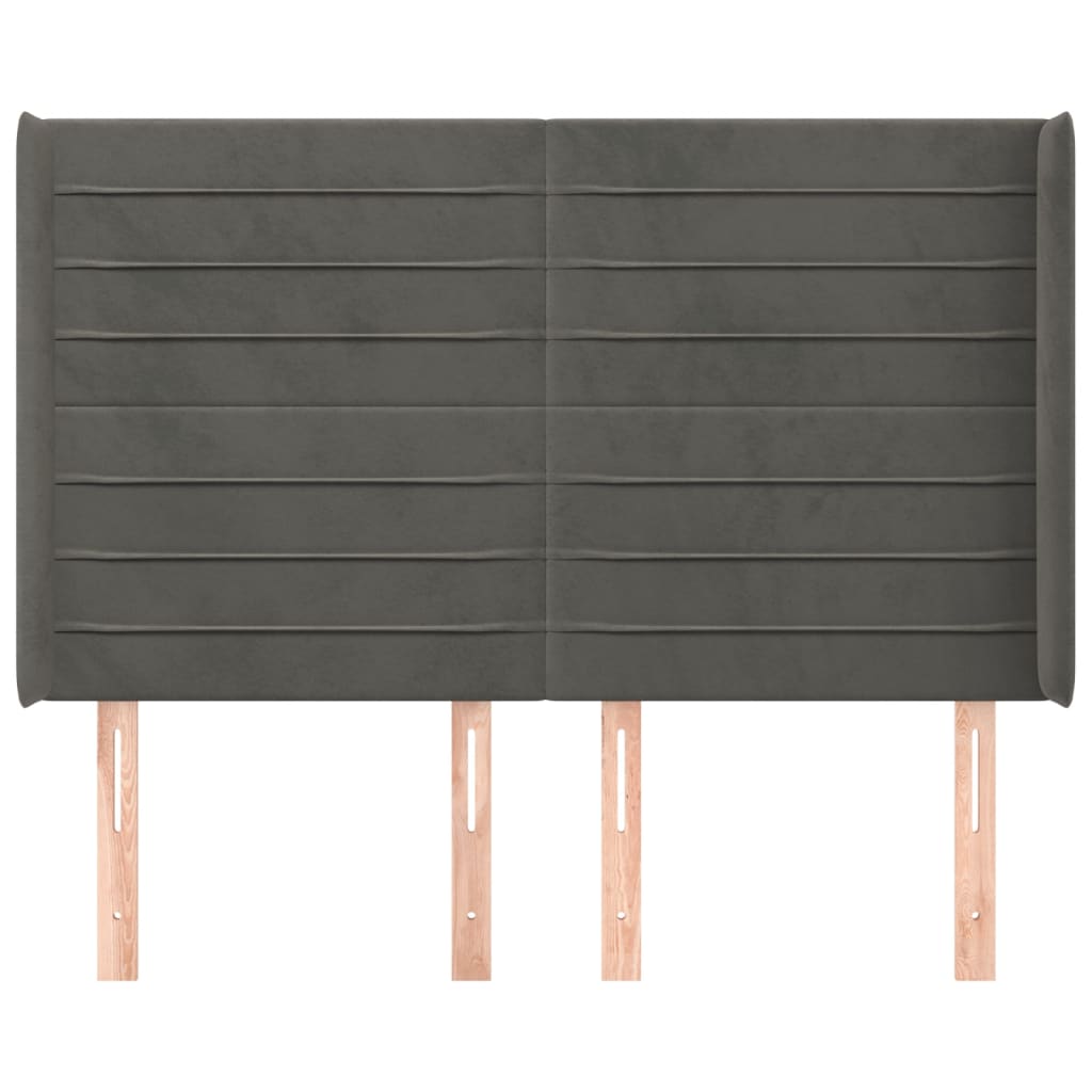 vidaXL Čelo postele so záhybmi tmavosivé 147x16x118/128 cm zamat