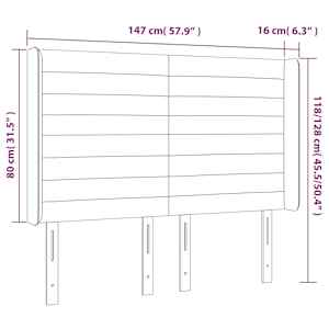 Čelo postele typu ušák tmavě šedé 147x16x118/128 cm samet - obrázek 9