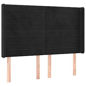 Čelo postele typu ušák černé 147x16x118/128 cm samet - obrázek 2
