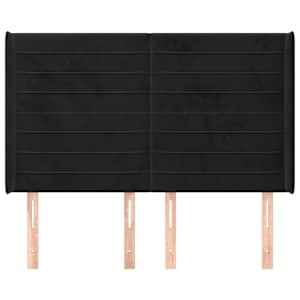 Čelo postele typu ušák černé 147x16x118/128 cm samet - obrázek 3