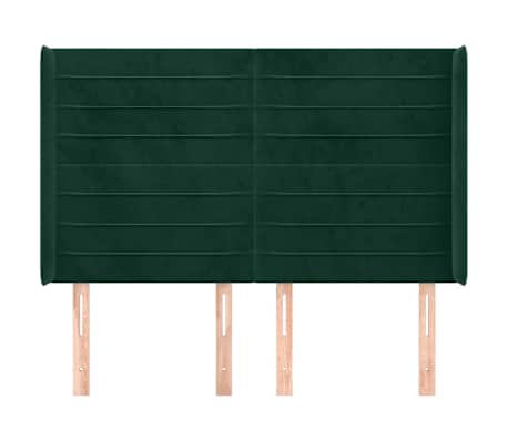 vidaXL Tăblie pat cu aripioare verde &icirc;nchis 147x16x118/128 cm catifea