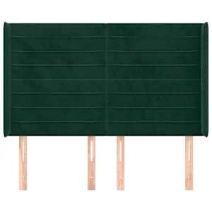 vidaXL Tăblie pat cu aripioare verde &icirc;nchis 147x16x118/128 cm catifea