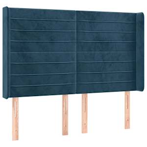 Čelo postele typu ušák tmavě modrá 147x16x118/128 cm samet - obrázek 2