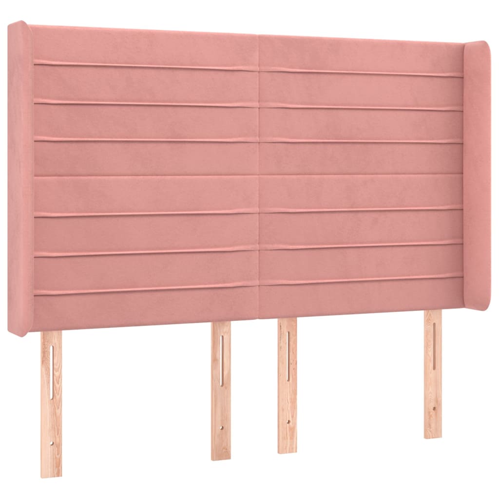 vidaXL Hoofdbord met randen 147x16x118/128 cm fluweel roze, foto 3