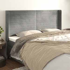 Vzglavje z ušesi svetlo sivo 163x16x118/128 cm žamet