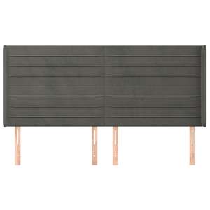 Čelo postele typu ušák tmavě šedé 163x16x118/128 cm samet - obrázek 3