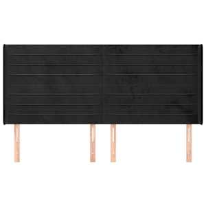 Čelo postele typu ušák černé 163x16x118/128 cm samet - obrázek 3