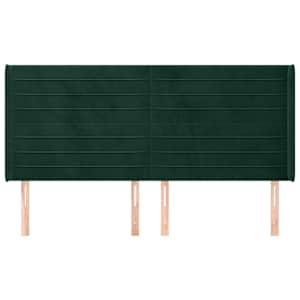 Čelo postele typu ušák tmavě zelená 163x16x118/128 cm samet - obrázek 3