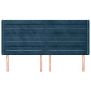 Čelo postele typu ušák tmavě modrá 163x16x118/128 cm samet - obrázek 3