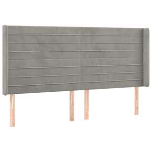Čelo postele typu ušák světle šedé 183x16x118/128 cm samet - obrázek 2
