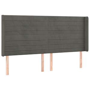 Čelo postele typu ušák tmavě šedé 183x16x118/128 cm samet - obrázek 2