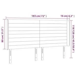 Čelo postele typu ušák tmavě šedé 183x16x118/128 cm samet - obrázek 9