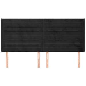Čelo postele typu ušák černé 183x16x118/128 cm samet - obrázek 3