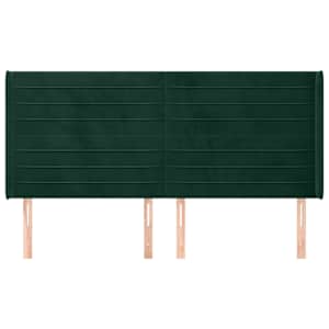 Čelo postele typu ušák tmavě zelená 183x16x118/128 cm samet - obrázek 3
