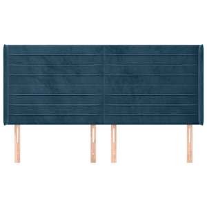 Čelo postele typu ušák tmavě modrá 183x16x118/128 cm samet - obrázek 3