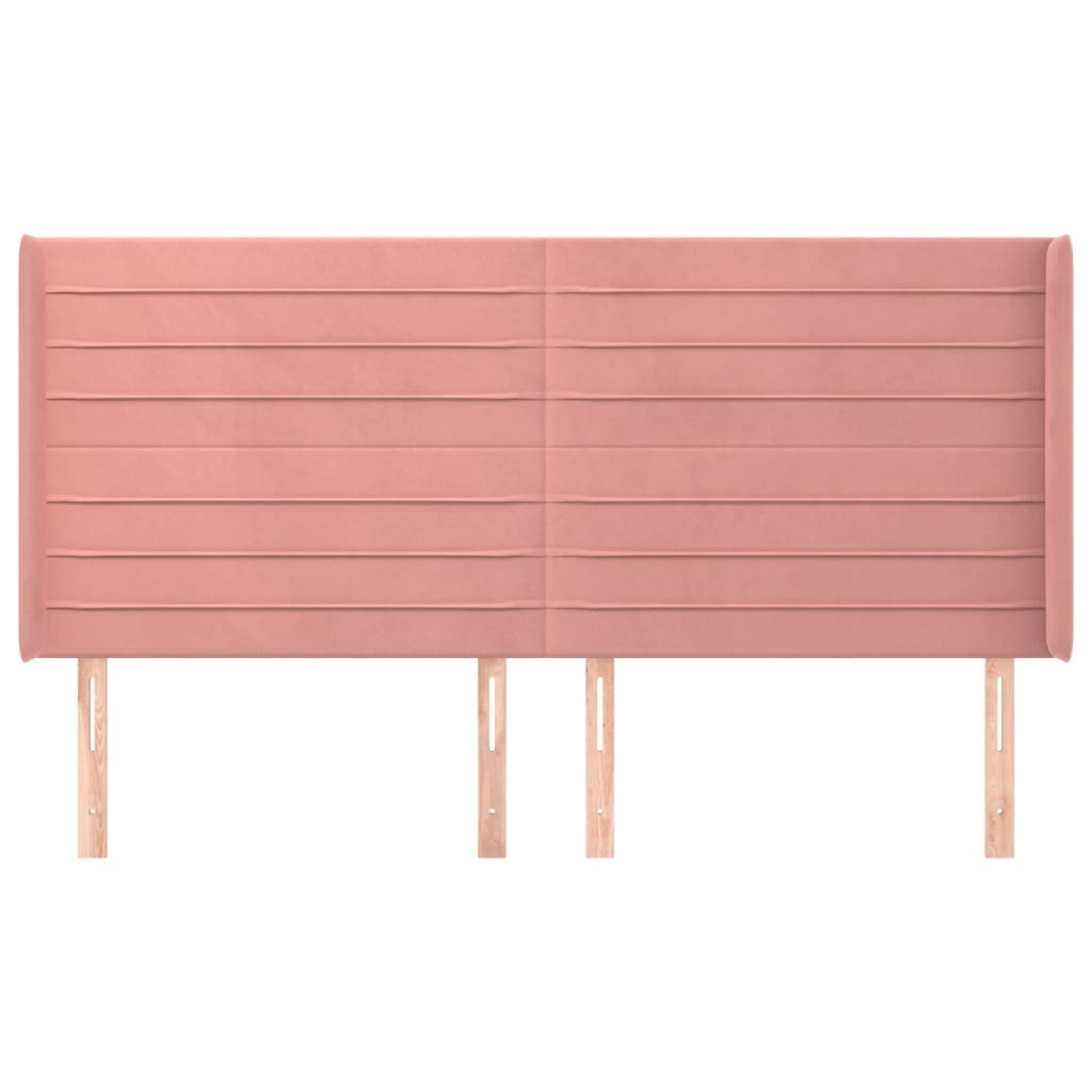 vidaXL Hoofdbord met randen 183x16x118/128 cm fluweel roze afbeelding