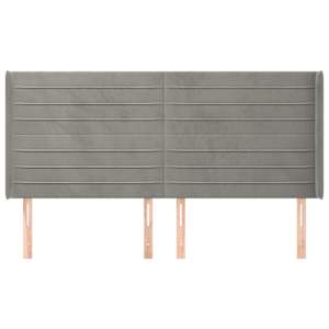Čelo postele typu ušák světle šedé 203x16x118/128 cm samet - obrázek 3