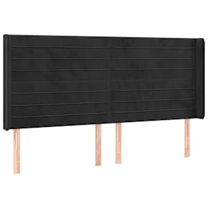 Čelo postele typu ušák černé 203x16x118/128 cm samet - obrázek 2