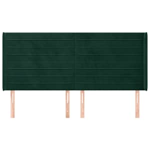 Čelo postele typu ušák tmavě zelená 203x16x118/128 cm samet - obrázek 3