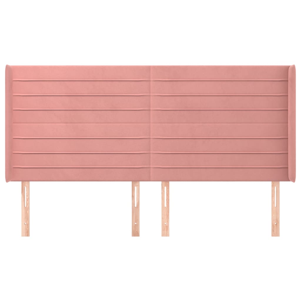 vidaXL Hoofdbord met randen 203x16x118/128 cm fluweel roze afbeelding