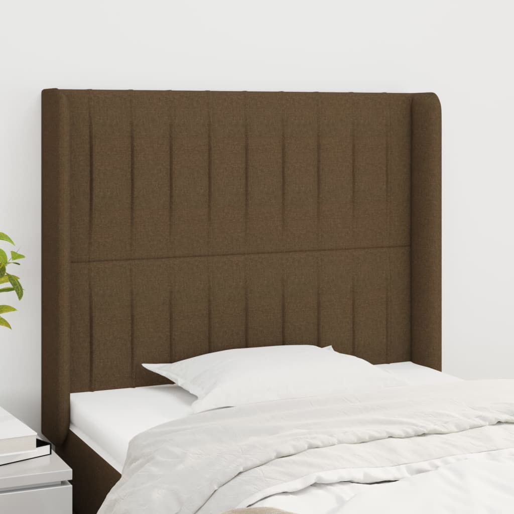 vidaXL Hoofdbord met randen 83x16x118/128 cm stof donkerbruin afbeelding