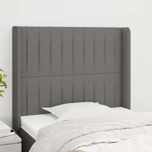 Čelo postele typu ušák tmavě šedé 93x16x118/128 cm textil - obrázek 1