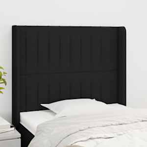 Čelo postele typu ušák černé 93x16x118/128 cm textil - obrázek 1