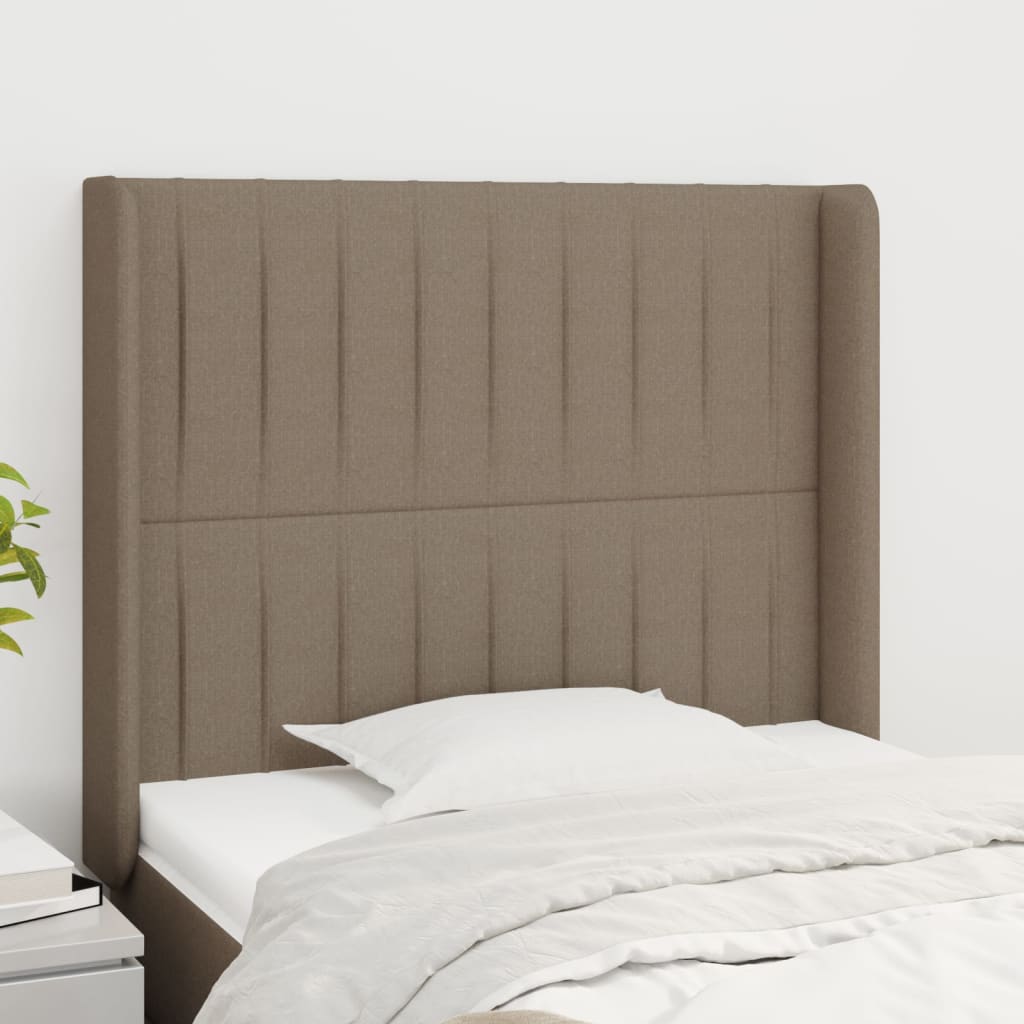 vidaXL Tăblie de pat cu aripioare gri taupe 93x16x118/128 cm textil