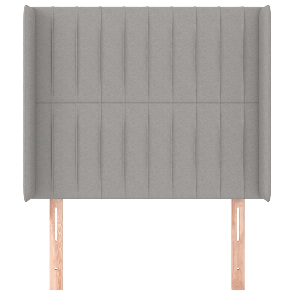 vidaXL Hoofdbord met randen 103x16x118/128 cm stof lichtgrijs afbeelding