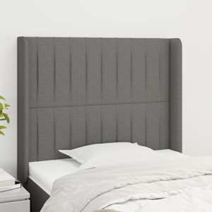 Čelo postele typu ušák tmavě šedé 103x16x118/128 cm textil - obrázek 1