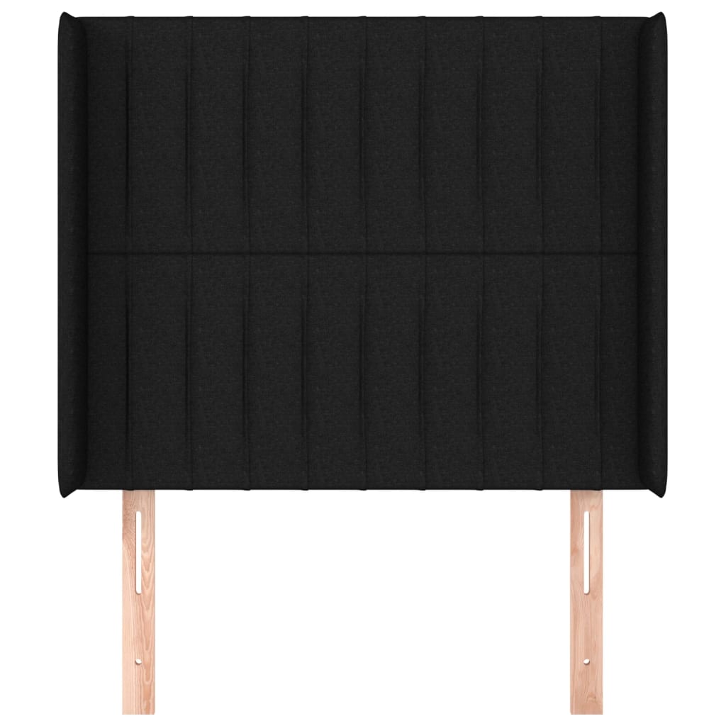 vidaXL Hoofdbord met randen 103x16x118/128 cm stof zwart afbeelding