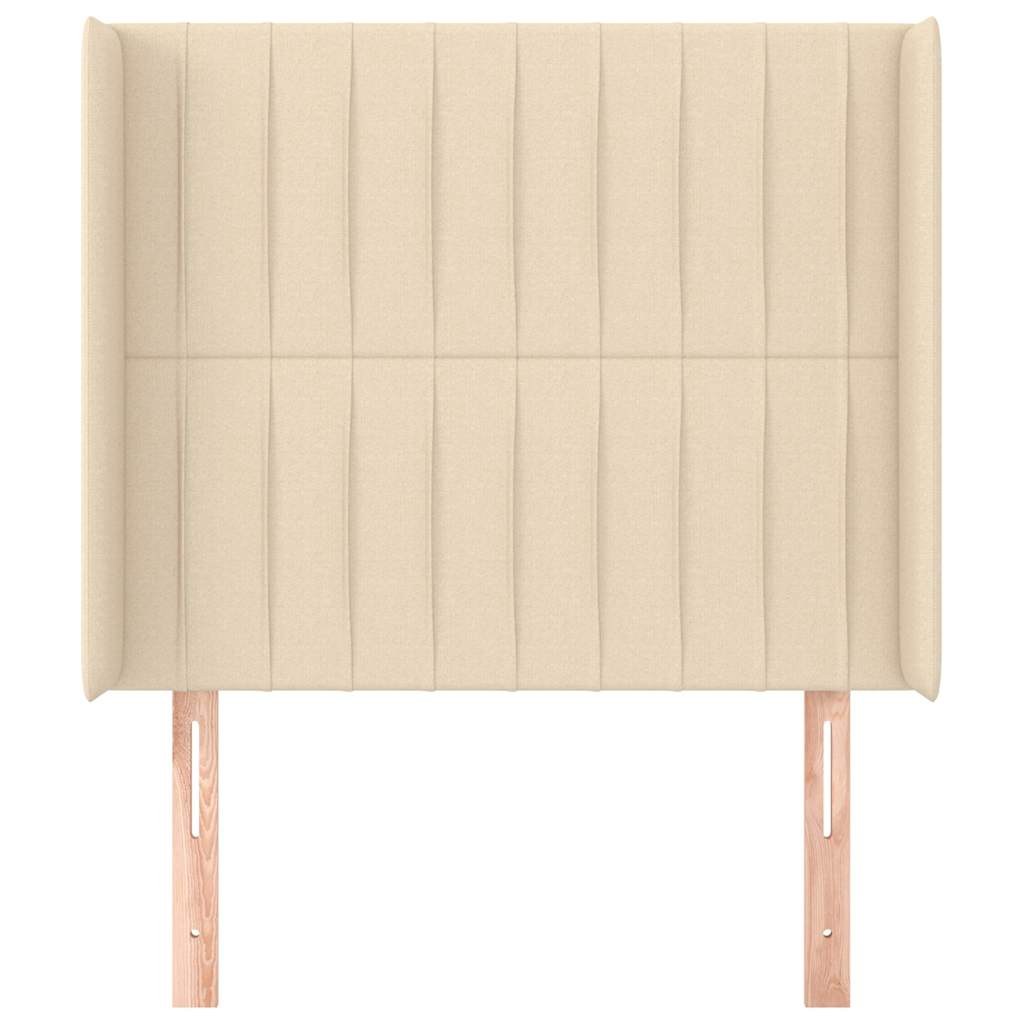 vidaXL Hoofdbord met randen 103x16x118/128 cm stof crèmekleurig, foto 2