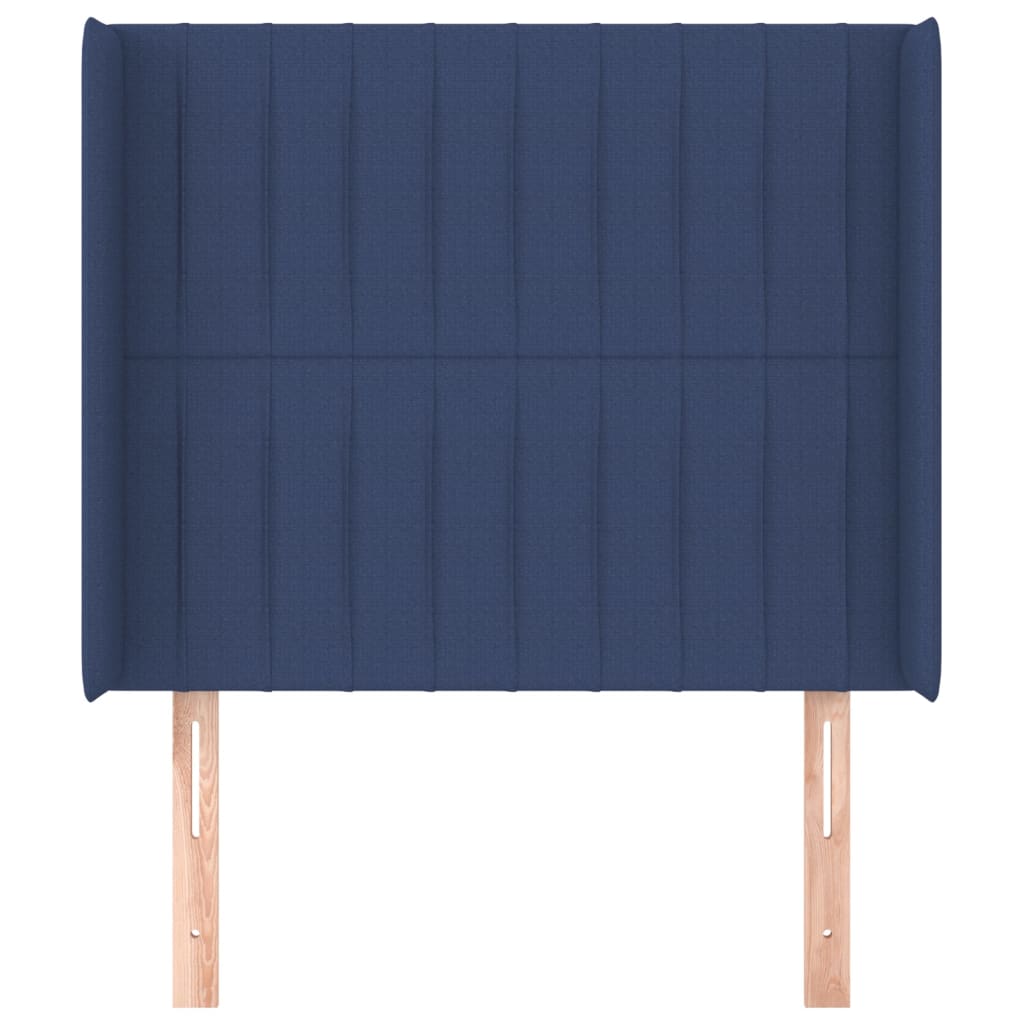 vidaXL Hoofdbord met randen 103x16x118/128 cm stof blauw afbeelding