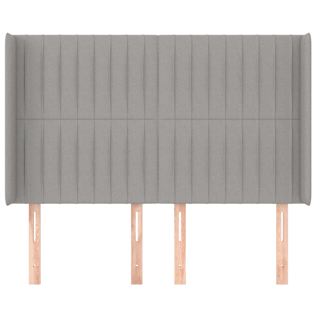vidaXL Hoofdbord met randen 147x16x118/128 cm stof lichtgrijs afbeelding