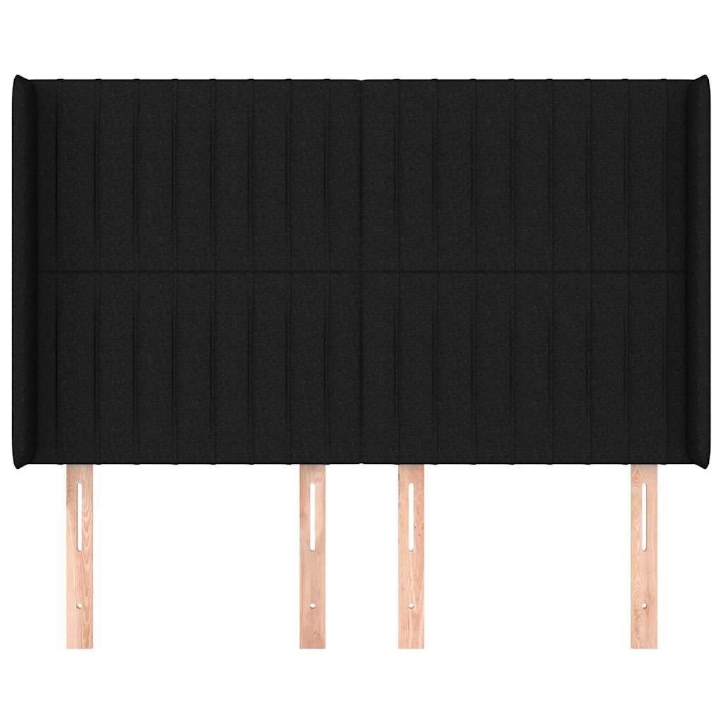 vidaXL Hoofdbord met randen 147x16x118/128 cm stof zwart, foto 2